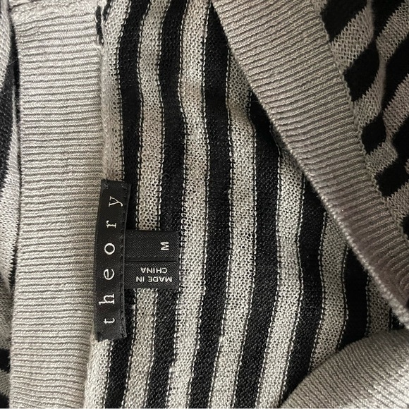 Theory Black and Grey Striped Goldsmith S Refinery Cardigan M - Picture 12 of 14